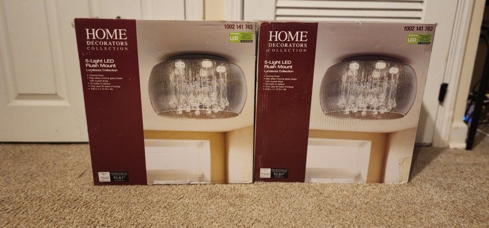 2 BRAND NEW! 5 Light LED flush mount Light Fixture Both Light Fixtures For $200