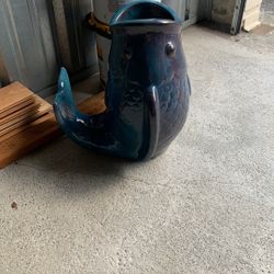 Fish ceramic out door frost tolerant plant pot.