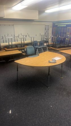 You tables, desks, chairs, office, chairs, student chairs, bookshelves, cubbies for kids at school all need to go