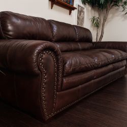 Nail-Trim Leather Sofa