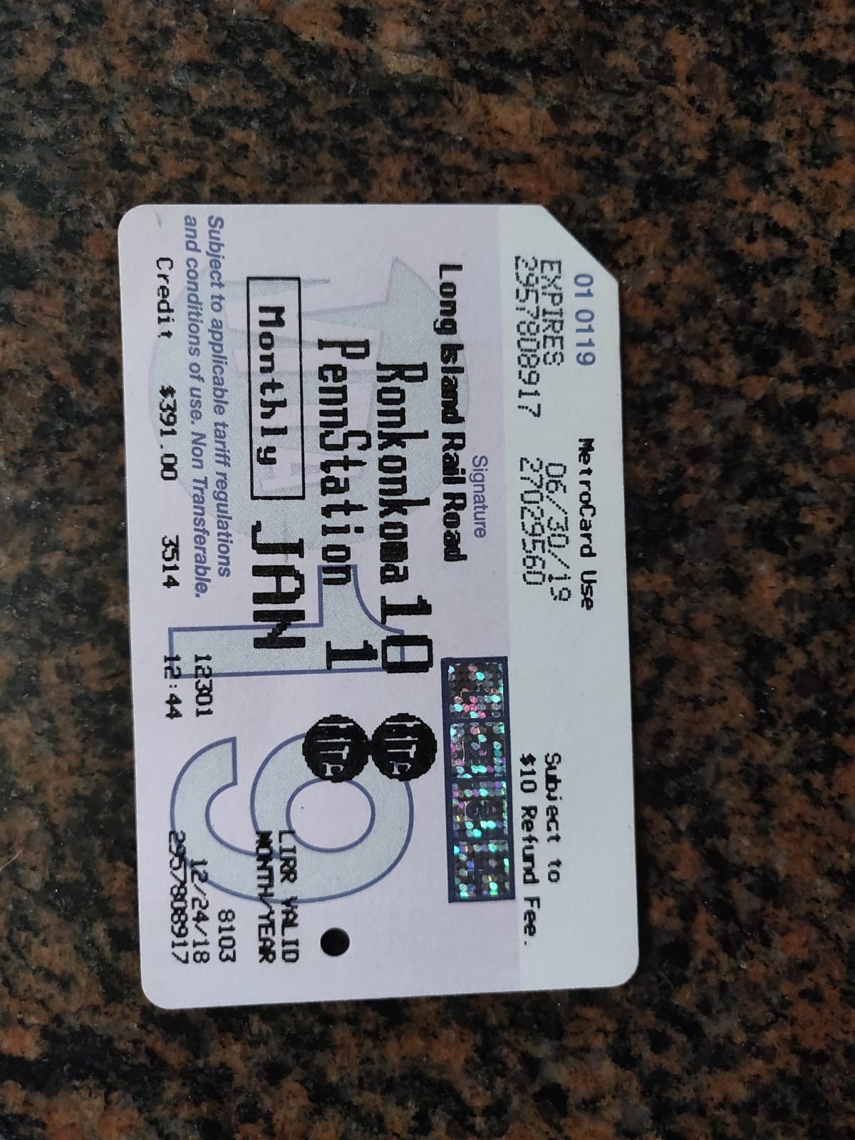 LIRR pass- Ronkonkoma to Penn