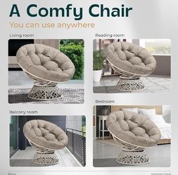 Papasan Outdoor & Indoor Chair - White Frame and Silver Cushion