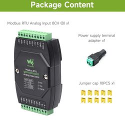 Waveshare Industrial 8-Ch Analog Acquisition Module, 12-Bit High-Precision, Supports Voltage and Current Acquisition, DC 7~36V Wide Voltage Power Supp