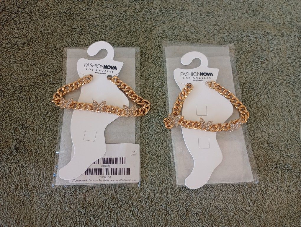 Hermosa Mariposa Butterfly Anklet - Gold set of 2