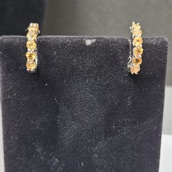 Genuine Orange Sapphire Earrings 
