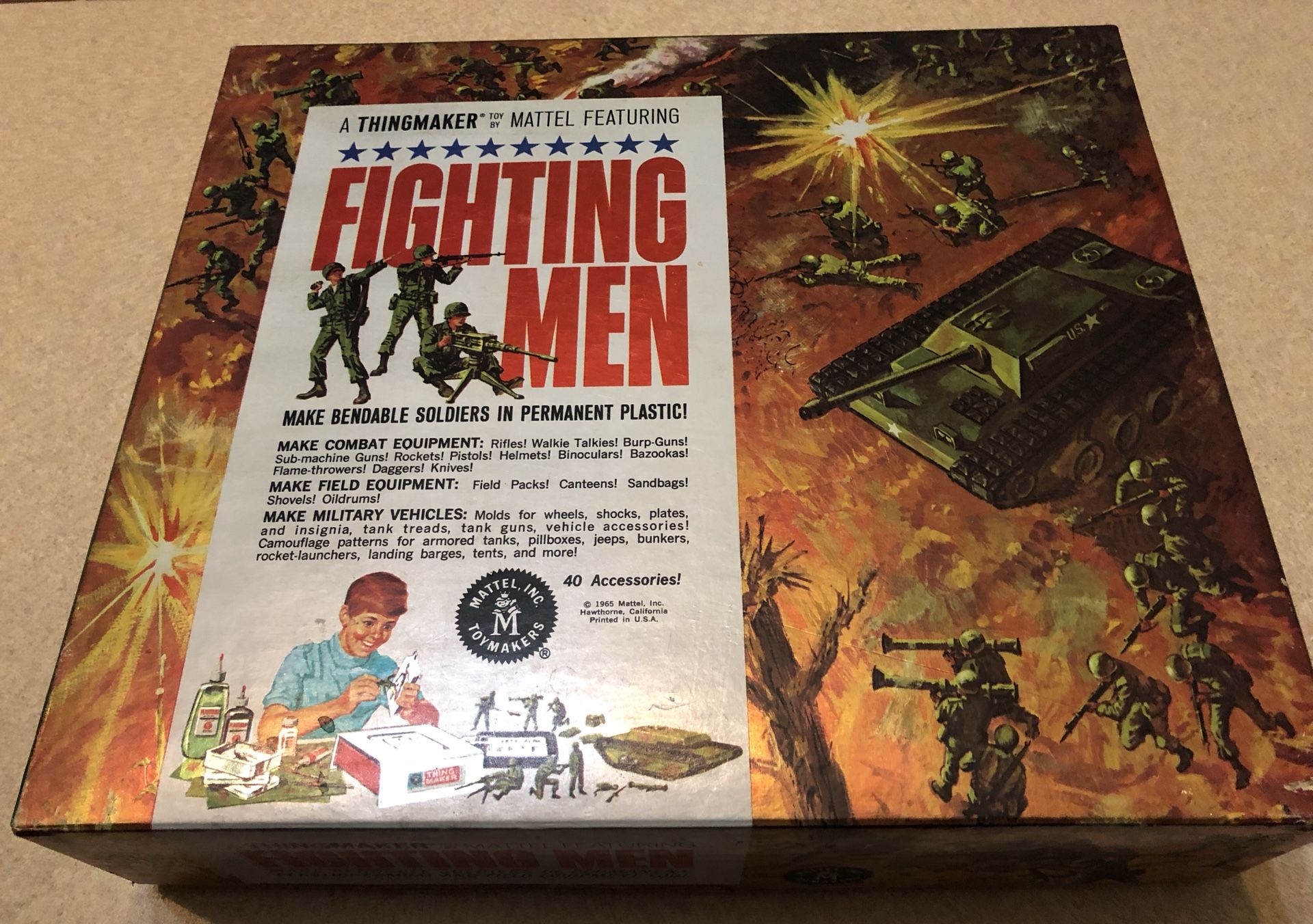 Vintage Mattel 1965 Thingmaker Toy Fighting Men Plastigoop Creepy Crawlers Oven