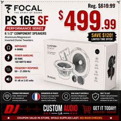 Focal PS 165 SF Car Speakers Performance Series 6 1/2" Component Speaker System 160 Watts 🚨 Payment Options Available 🚨 No Credit Needed 🚨