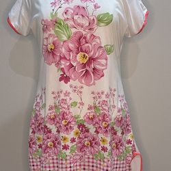 XinShidan Women's White Floral Nightgown sz small