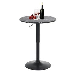 24" Round Bar Table, Bistro Pub Table, Adjustable Height Pub Table, 360° Swivel Cocktail Bar Table with Metal Base and MDF Top, Suitable for Small Spa