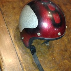 Vintage Fury Red And Metallic Silver Helmet 