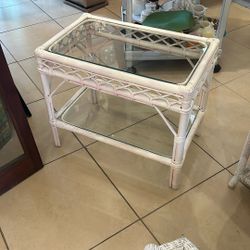 Vintage Rattan End Table 