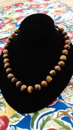TIGER EYE GEMSTON 925 SOLID SILVER NECKLACE