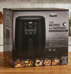 he Bella Pro Series 4.2-Quart Air Fryer is a sleek and modern appliance designed for cooking delicious meals with less oil. With a touchscreen interfa