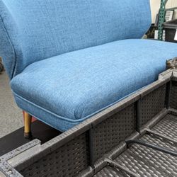 Mid-Century Modern Small Blue Couch/ Loveseat