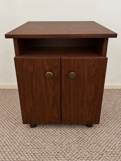 Dark Brown Storage Cabinet with Open Shelf