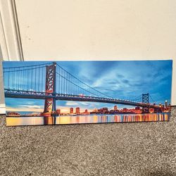 Ben Franklin Bridge in Philadelphia - Canvas Wall Art (24 in x 9 in)