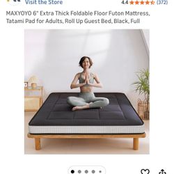 MAXYOYO 6" Extra Thick Foldable Floor Futon Mattress, Tatami Pad for Adults, Roll Up Guest Bed, Black, Full