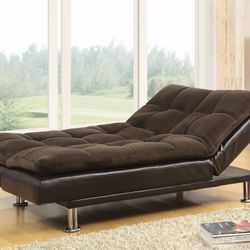 Brown Fabric & Leather Futon