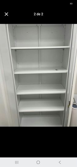 White Metal Storage Cabinet with Adjustable Shelves