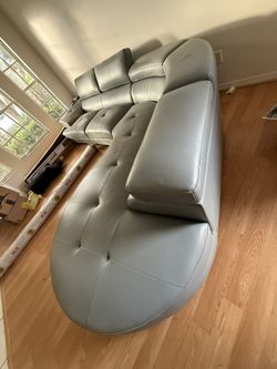 Faux Leathers Sectional in Grey Color