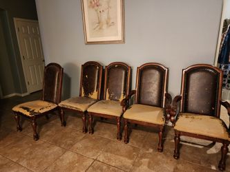 Salt solid wood formal dining chairs intact except for by no coating