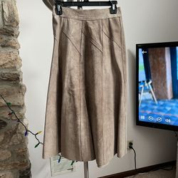 Vintage Tan Suede Genuine Leather Long Skirt