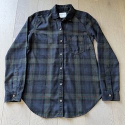 Abercrombie & Fitch Women’s Soft A&F Flannel Shirt Green & Blue S