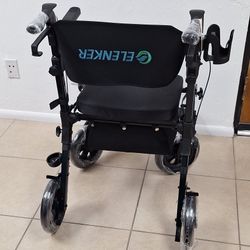 ELENKER 2-in-1 Rollator Walker & Transport Chair - Folds for Easy Storage!