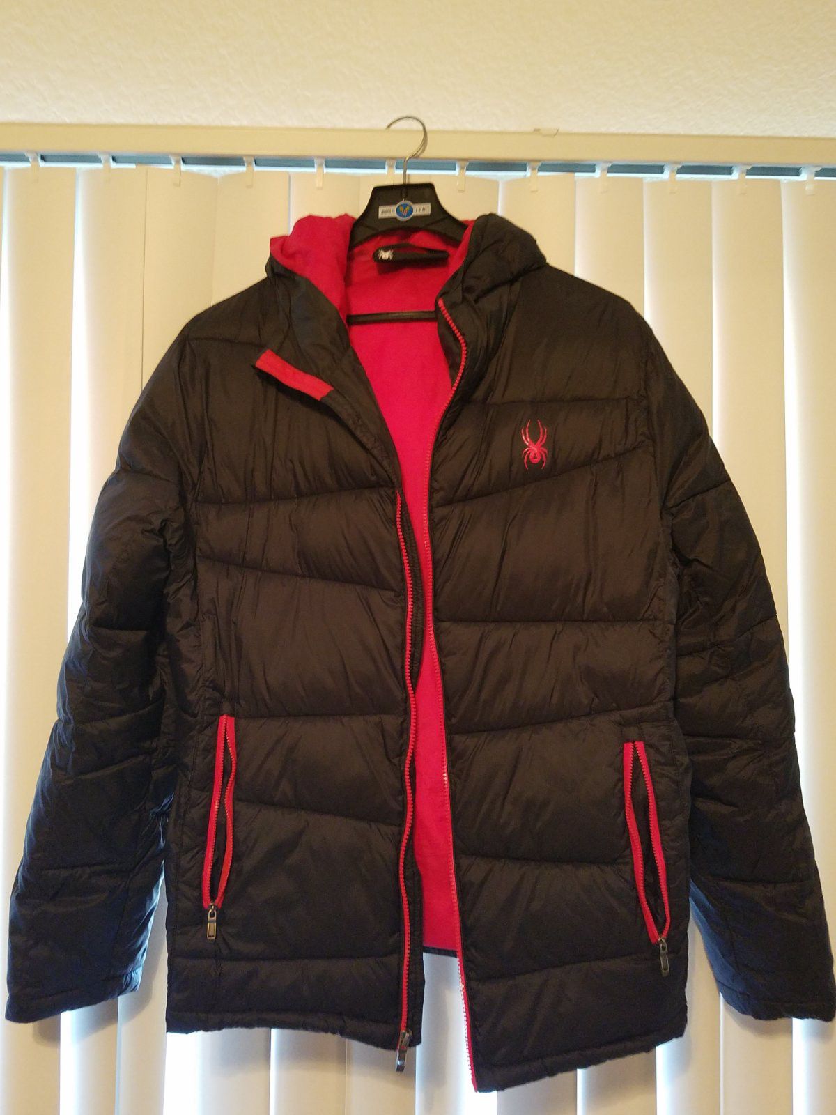 Black and red rain jacket