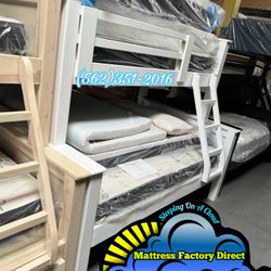 Twin Full White Bunk Bed With Mattresses Colchones