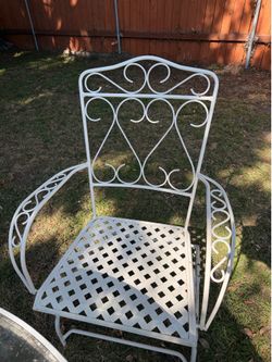 Vintage Metal & Glass Patio Furniture Set — Outdoor Dining Set ✨