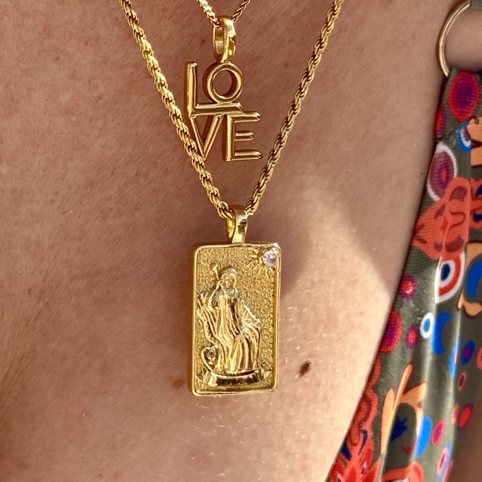 Gold Tarot Cards on Vermeil Gold/925 Sterling Silver Rope chain necklace, 18k Gold filled Vintage Coin Style Pendant