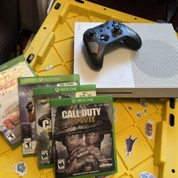 Xbox 1 S console with controller and 3-games