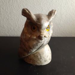 GORGEOUS Solid Marble 7" Owl Sculpture.
