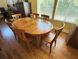 Dining table, 6 chairs and leaf