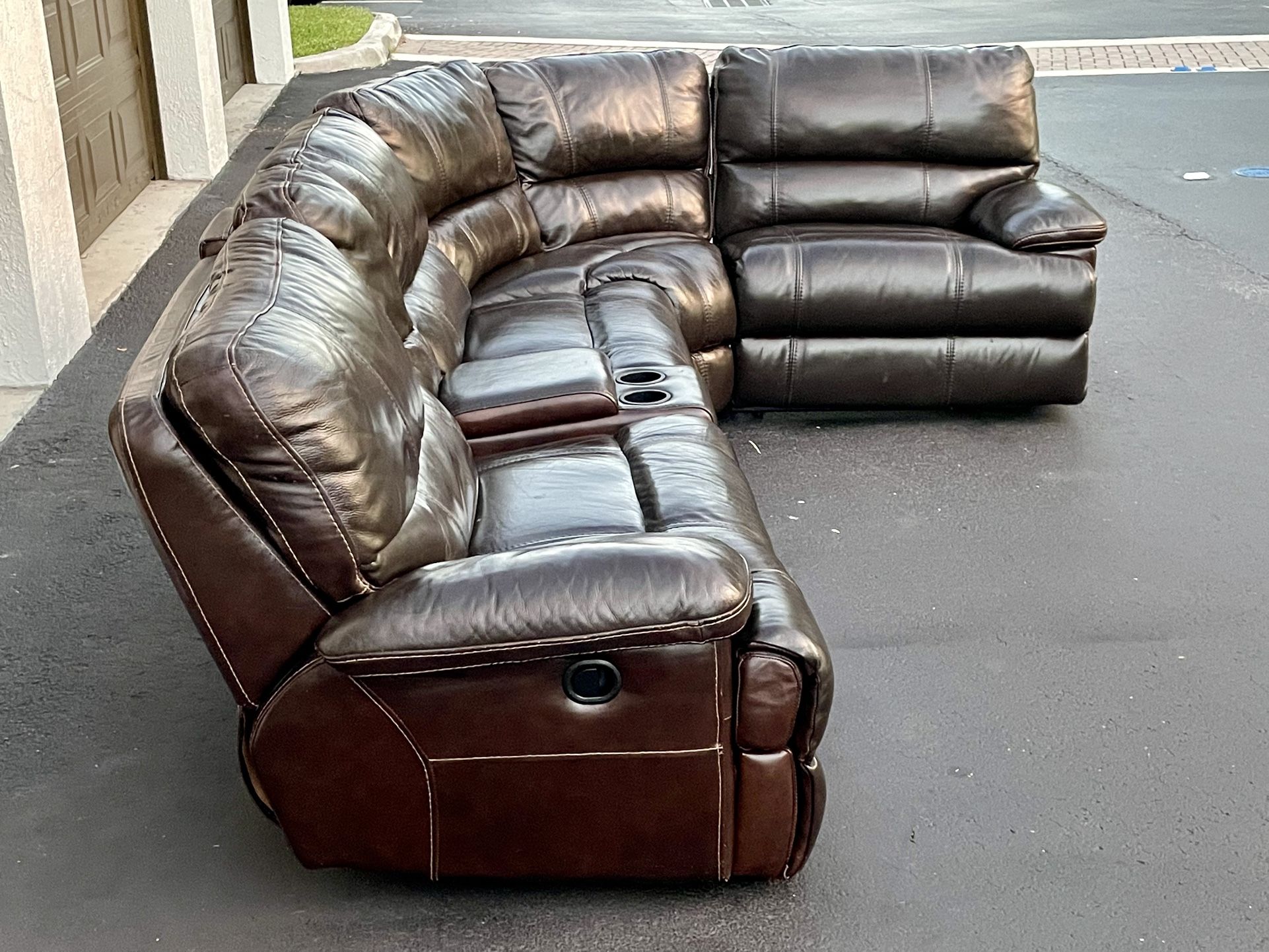 🛋️ Sofa/Couch Sectional - Manual Recliner - Leather - Brown - Delivery Available 🚛