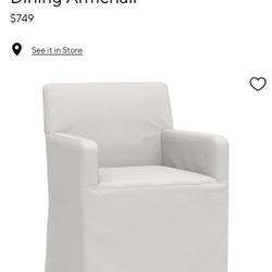 Pottery Barn - Classic Long Slipcovered Dining Armchair (2 available -$400 Each)