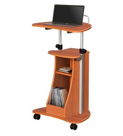 Adjustable Height Laptop Cart With Storage. Color: Woodgrain