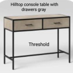 Brand New Threshold Hilltop Console Table With Drawers Gray Wash 
