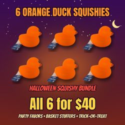 6 Orange Duck Squishy Toys – Halloween Bundle