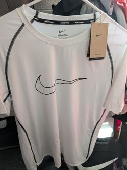 Nike Pro Slim Fit Short Sleeve Workout Shirt -XL - White - NWT