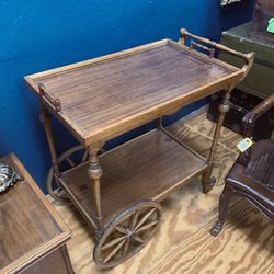 Antique Tea Cart w/ Glass Tray