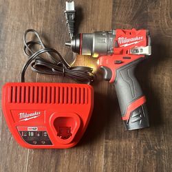 Milwaukee M12 FUEL 12V Lithium-Ion Brushless Cordless 1/2 in. Hammer Drill Kit with Battery and Charger.   $135