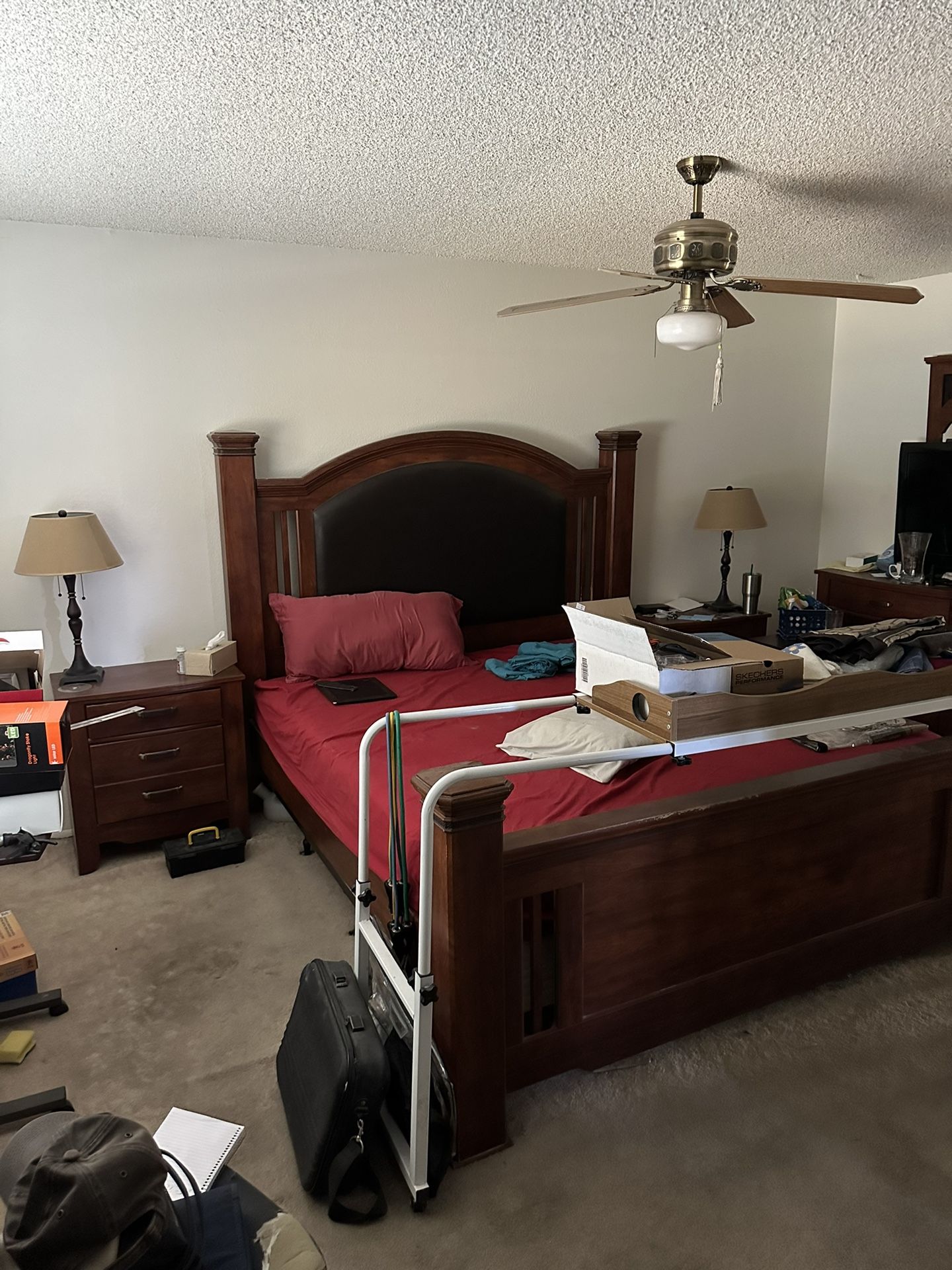 Solid Wood King Bed And Dressers 