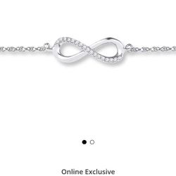 Kay Jewelers Diamond Sterling Silver Infinity Anklet New In Box 