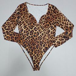 Shein Print Long Sleeve Bodysuit XL