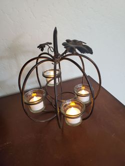 Wrought Iron pumpkin with tealights/ Votive
