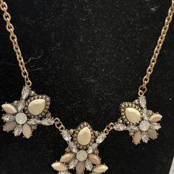 2 Statement Necklaces : One Tassel Chain Turquoise://, Blush Stones & Rhinestones 
