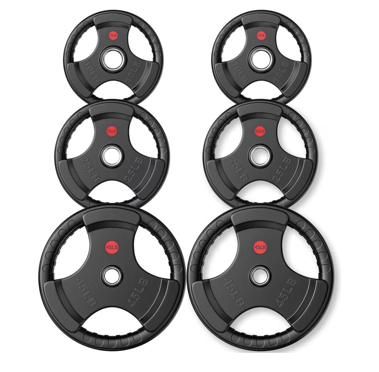 inch Rubber Olympic Grip Weight Plates for Strength Training, Weightlifting in Home & Gym, Barbell Weights Plates Set (10/25/45 LB)