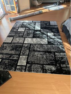 🔥 2 Modern Black & Gray Area Rugs 4x6 + 8x11 Set Like New $275